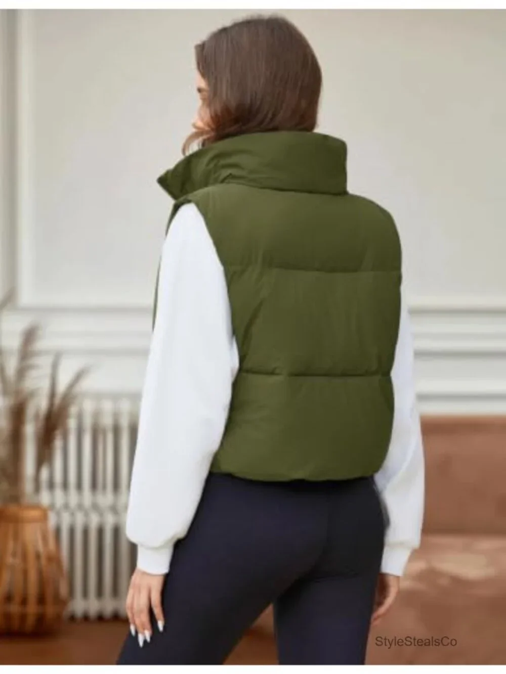 Women's Cropped Puffer Vest Lightweight Padded Zip Up Vest